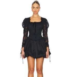 NWOT For Love And Lemons Waverly Lace Mini Dress in Black, Size M